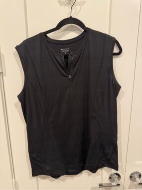Athleta Black Sleeveless Zip-Front Tank